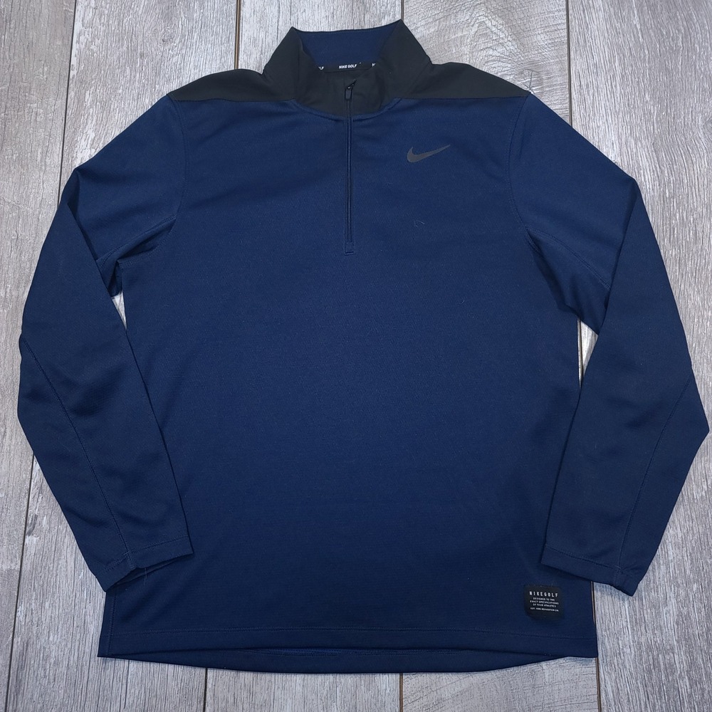 Nike Golf Quarter Zip Pullover Mens Medium Navy Blue Dri-FIT AH5548-453